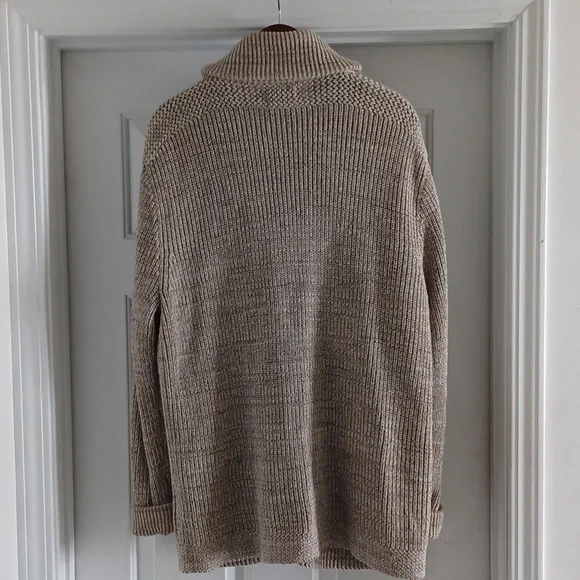 RALPH LAUREN Tan Heavy Knit Shawl Collared Cardigan Sweater, XL - Picture 8 of 12